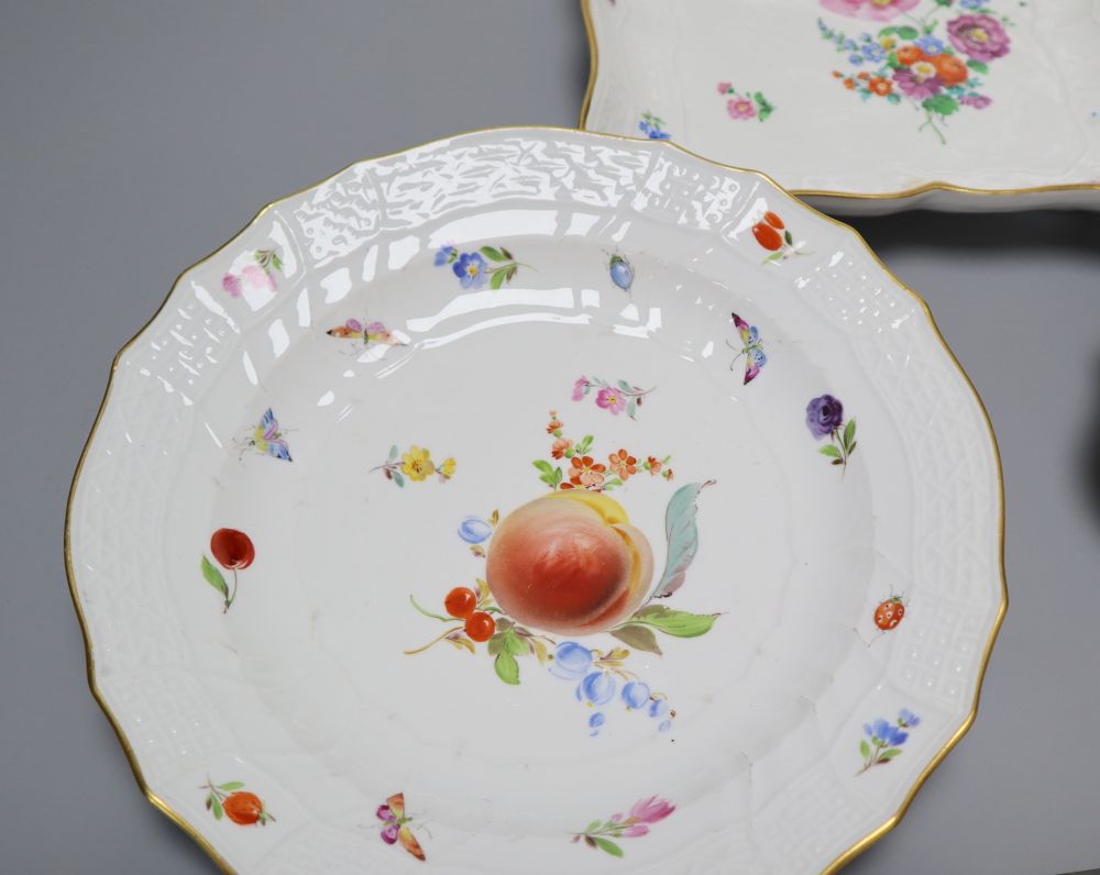 A quantity of 19th / 20th century Meissen flower painted plates or dishes